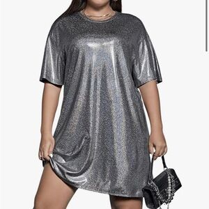 NWOT Metallic t-shirt dress, silver size XXL, never worn